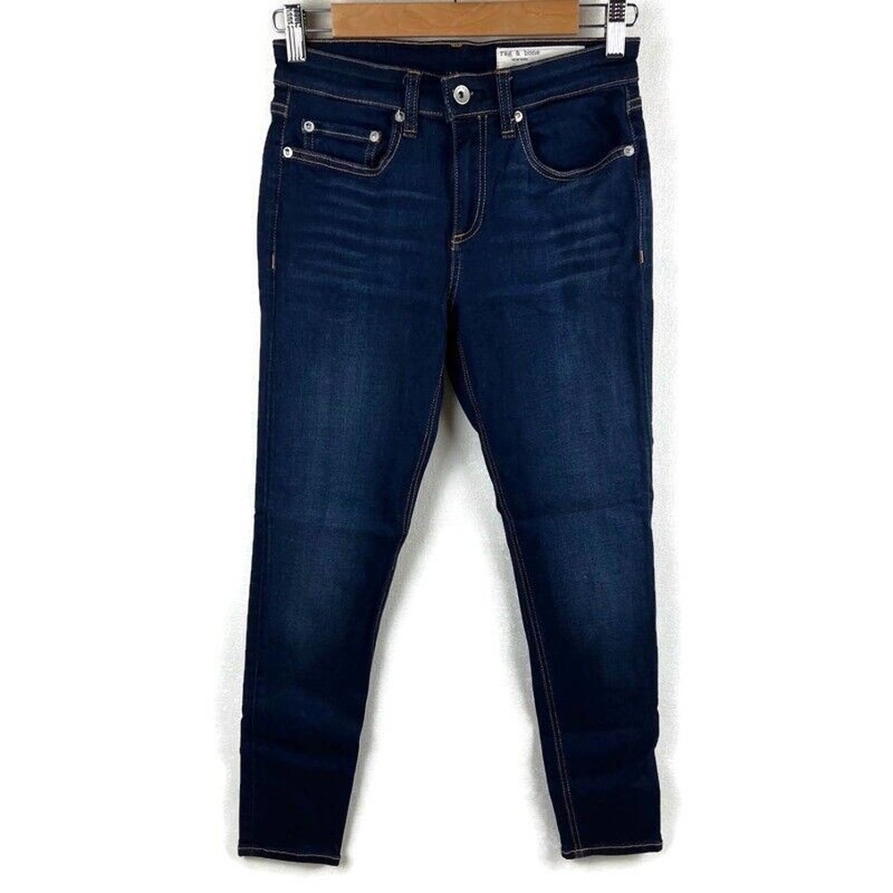 Rag And Bone Jeans Cate Mid Rise Ankle Skinny Womens Size 25 Blue Denim Pants